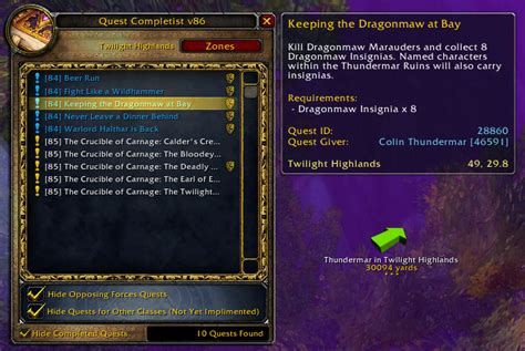 Wow quest helper addon  Updated for Dragonflight Patch 10